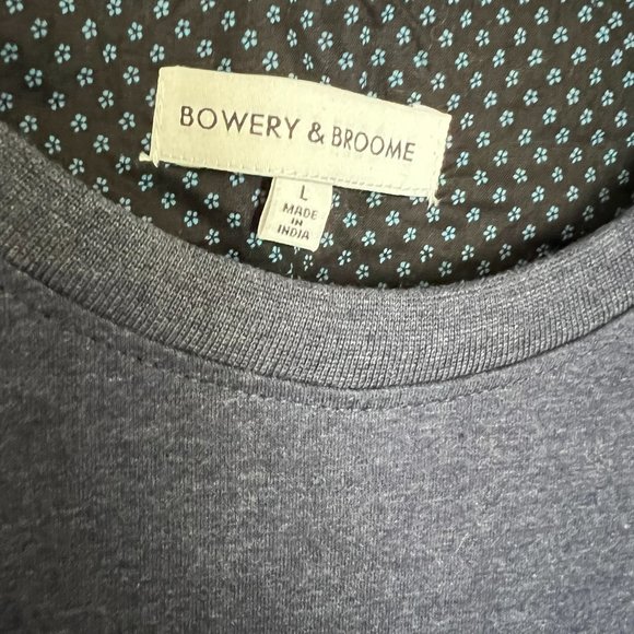 NWT! Navy Blue Cotton Blend T-Shirt Patterned Pocket // Bowery & Broome Men's L - Picture 3 of 6